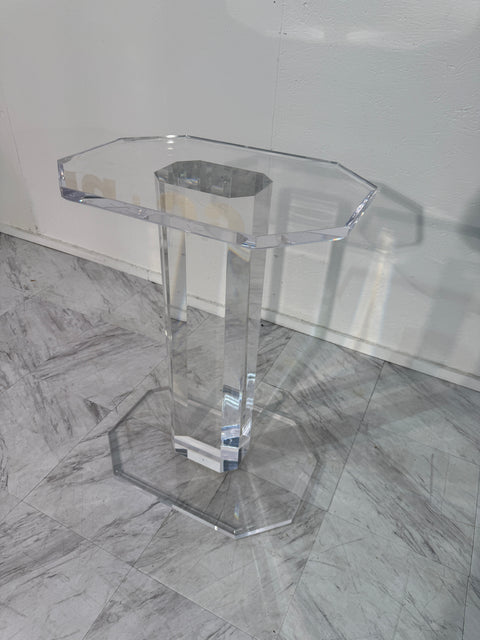 Mid-Century Modern Lucite Pedestal Side Table