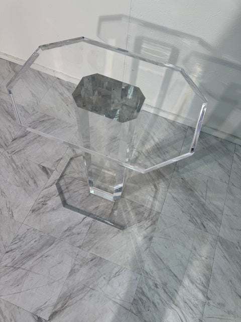 Mid-Century Modern Lucite Pedestal Side Table