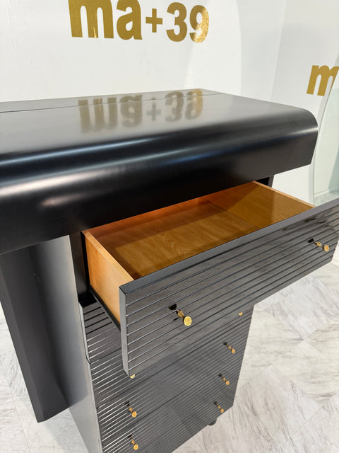 Pierre Cardin Black Lacquered Commode with Brass Details