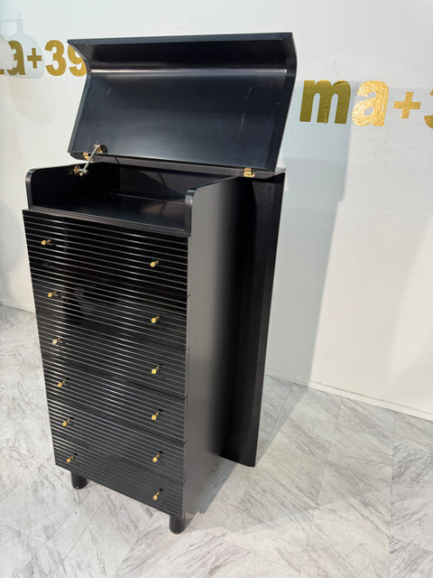 Pierre Cardin Black Lacquered Commode with Brass Details