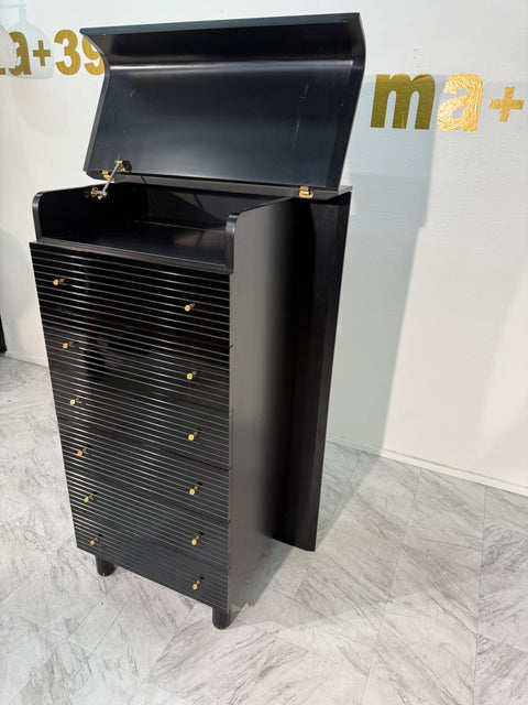 Pierre Cardin Black Lacquered Commode with Brass Details
