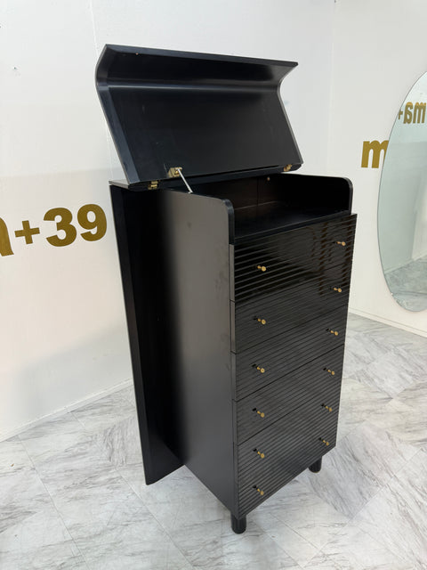 Pierre Cardin Black Lacquered Commode with Brass Details