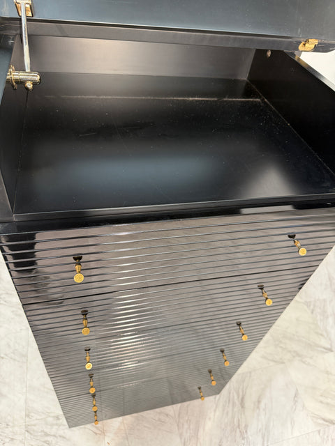 Pierre Cardin Black Lacquered Commode with Brass Details