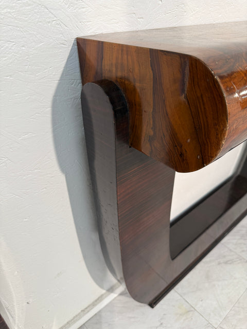 Pair of Mid-Century Italian Burl Wood Console Tables