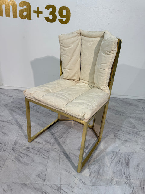 Set of Six Marzio Cecchi Brass and Rattan Dining Chairs, Italy, 1970s