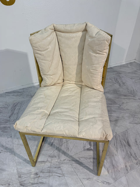 Set of Six Marzio Cecchi Brass and Rattan Dining Chairs, Italy, 1970s