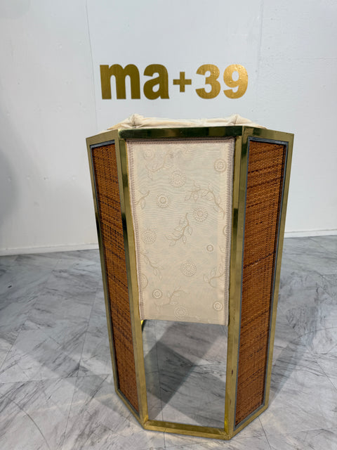 Set of Six Marzio Cecchi Brass and Rattan Dining Chairs, Italy, 1970s