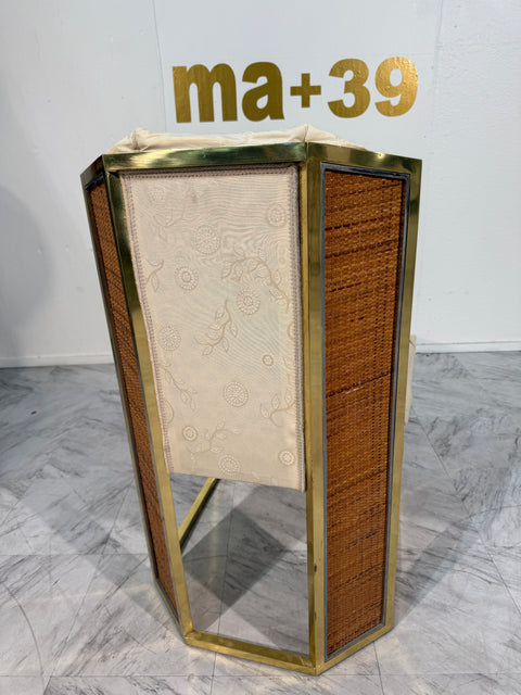 Set of Six Marzio Cecchi Brass and Rattan Dining Chairs, Italy, 1970s