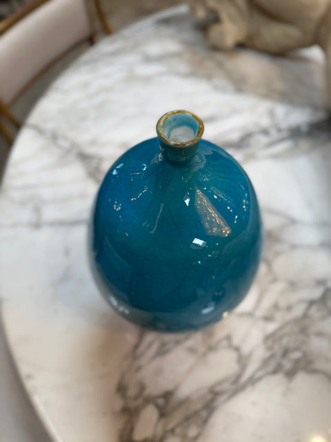 Turquoise Glazed Ceramic Vase