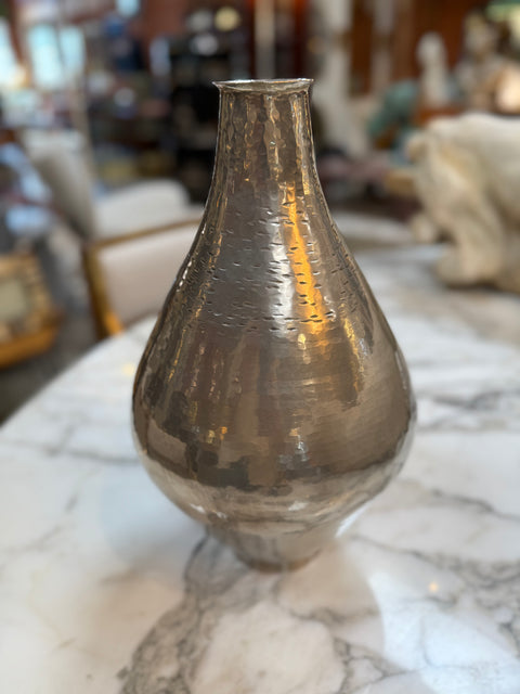 Vintage Hammered Silver Metal Vase