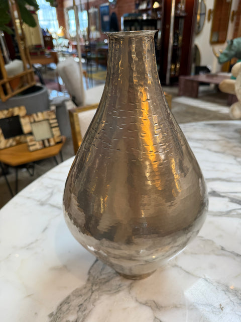 Vintage Hammered Silver Metal Vase
