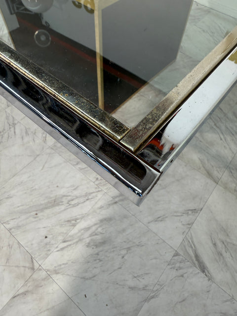 Romeo Rega Square Glass & Brass Dining Table, Italy, 1970s