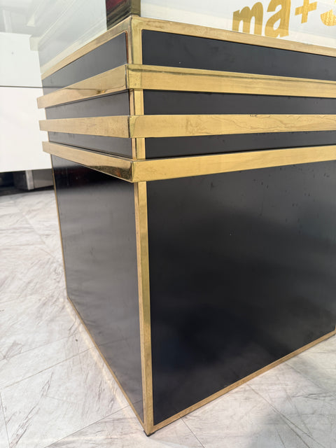 Romeo Rega Square Glass & Brass Dining Table, Italy, 1970s