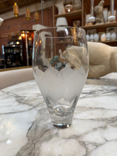 Vintage Etched Crystal Glass Vase