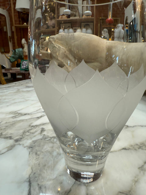 Vintage Etched Crystal Glass Vase