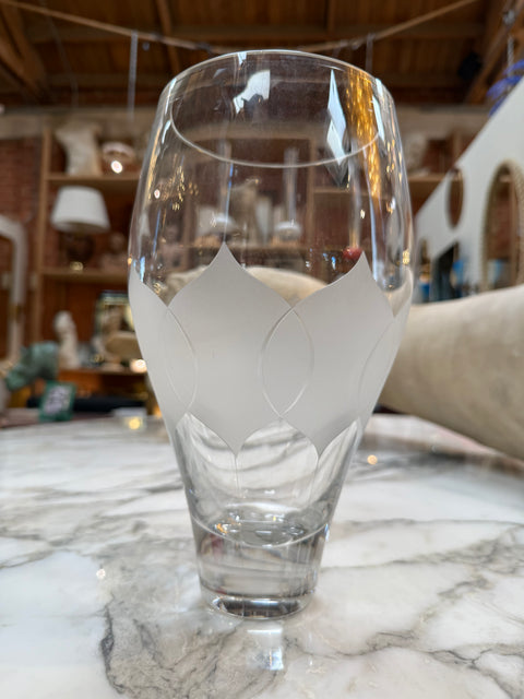 Vintage Etched Crystal Glass Vase