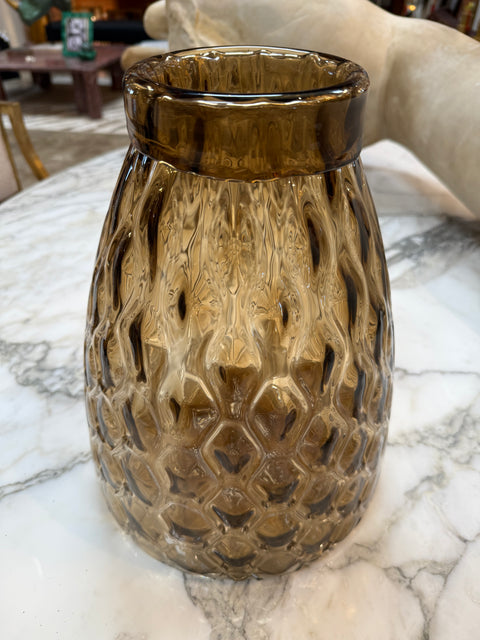 Textured Amber Glass Vase
