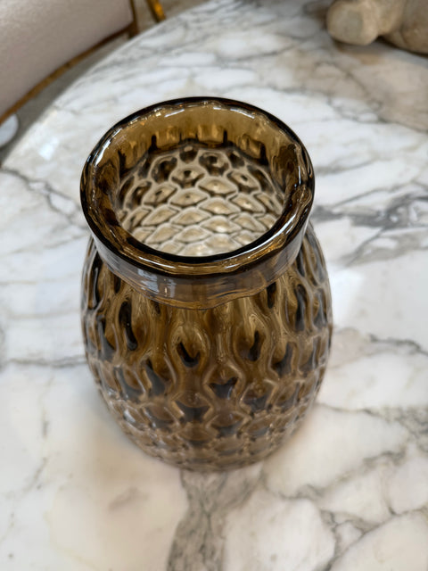 Textured Amber Glass Vase
