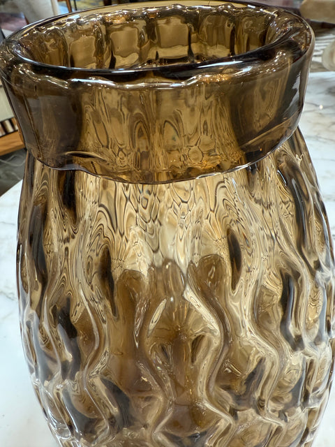 Textured Amber Glass Vase