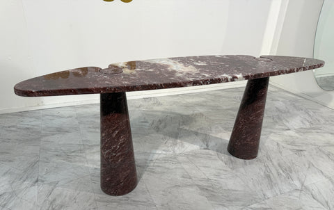 Angelo Mangiarotti Eros Console Table in Rosso Verona Marble, Italy, 1970s