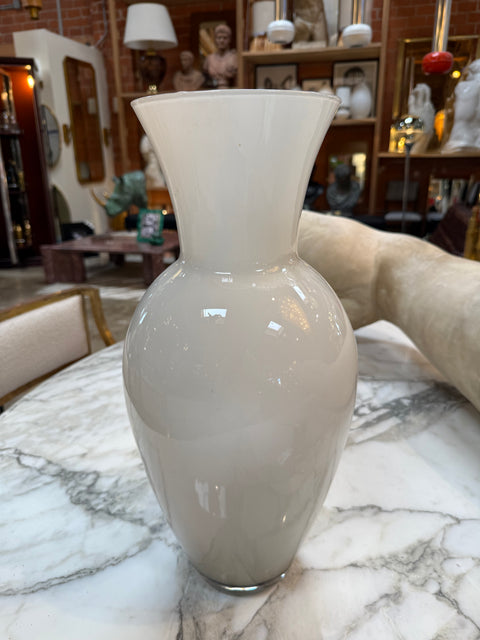 White Murano Art Glass Vase