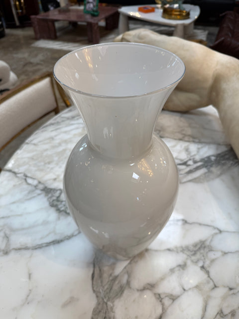 White Murano Art Glass Vase