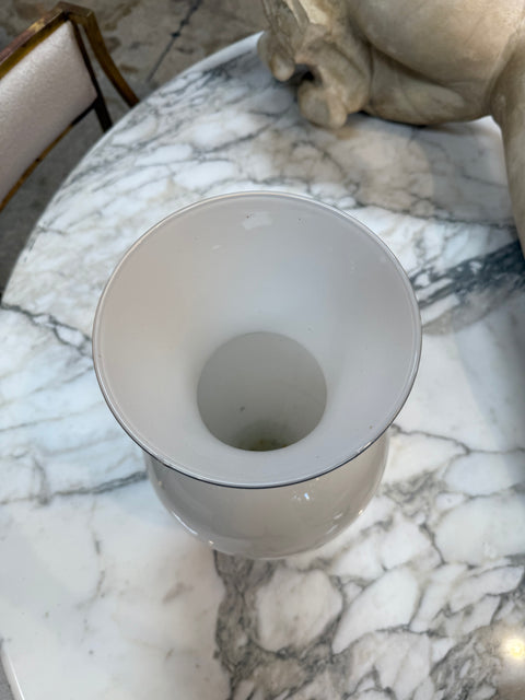 White Murano Art Glass Vase