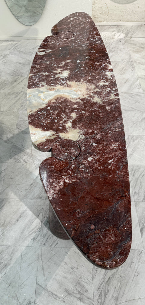 Angelo Mangiarotti Eros Console Table in Rosso Verona Marble, Italy, 1970s