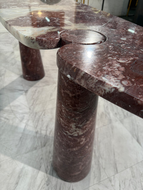 Angelo Mangiarotti Eros Console Table in Rosso Verona Marble, Italy, 1970s