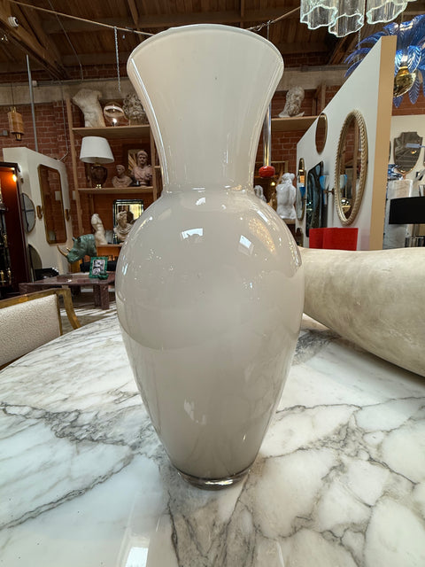 White Murano Art Glass Vase