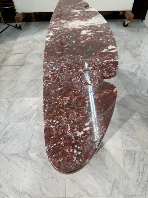 Angelo Mangiarotti Eros Console Table in Rosso Verona Marble, Italy, 1970s