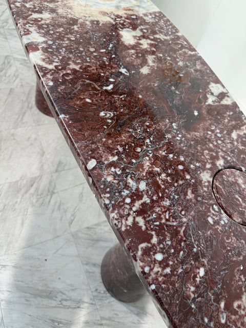 Angelo Mangiarotti Eros Console Table in Rosso Verona Marble, Italy, 1970s