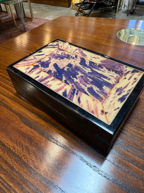 Vintage Tortoiseshell Inlay Wooden Box