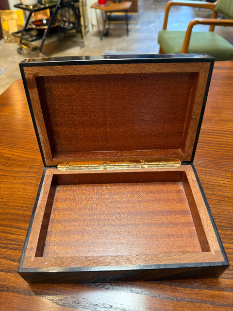Vintage Tortoiseshell Inlay Wooden Box