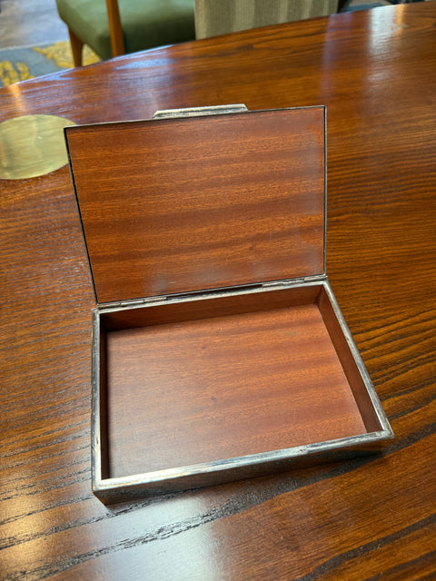 Brass and Silver Embossed Box with Bird Motif