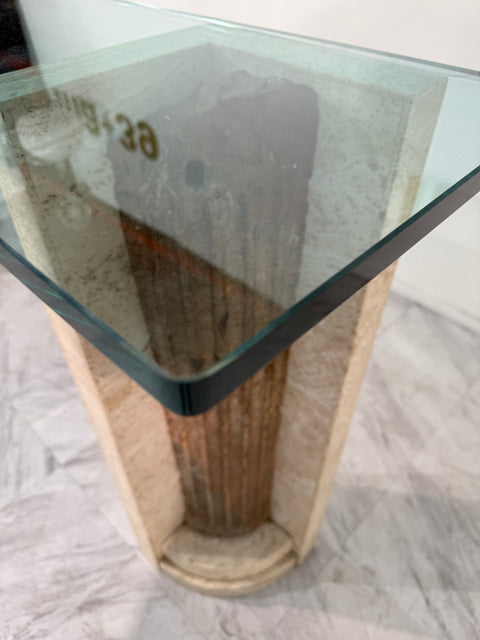 Italian Console Table with Travertine Base and Ancient Column Fragment