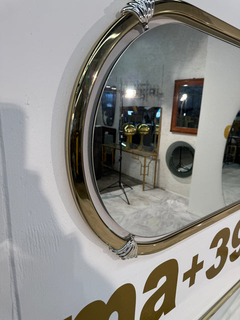 Italian Brass and Glass Console with Matching Mirror, 1970s