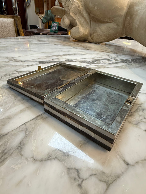 Geometric Mother-of-Pearl and Horn Inlay Decorative Box