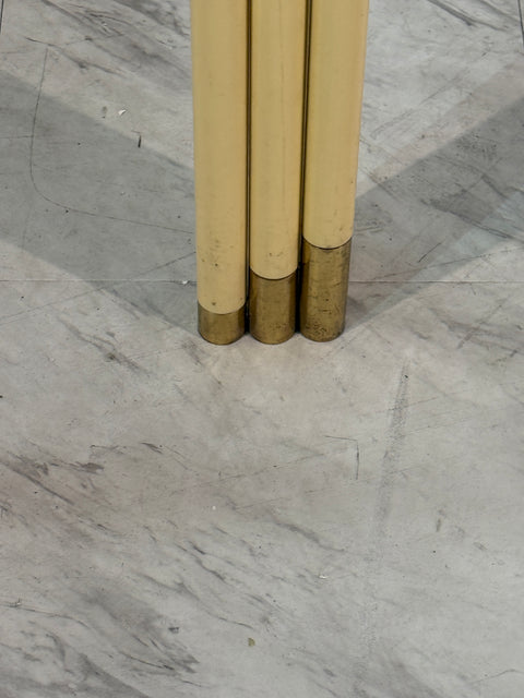 Square Side Table with Brass, Lacquered Bamboo-Style Frame & Glass Top, 1970s