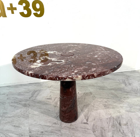 Angelo Mangiarotti for Skipper 'Eros' round dining table in Rosso Marble, Italy 1970s