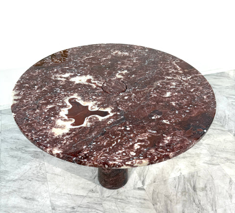Angelo Mangiarotti for Skipper 'Eros' round dining table in Rosso Marble, Italy 1970s