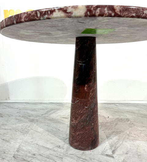 Angelo Mangiarotti for Skipper 'Eros' round dining table in Rosso Marble, Italy 1970s