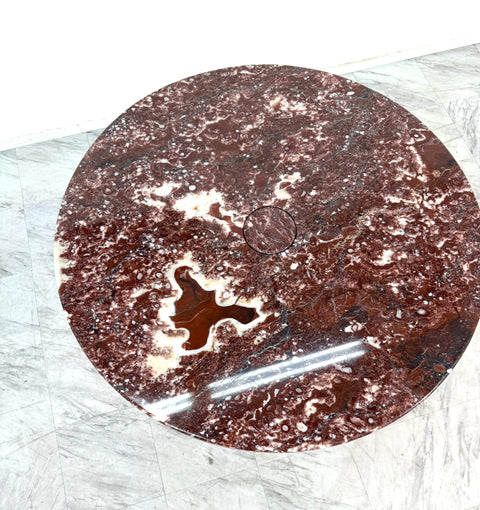 Angelo Mangiarotti for Skipper 'Eros' round dining table in Rosso Marble, Italy 1970s