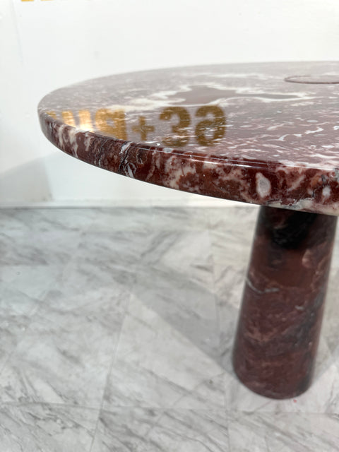 Angelo Mangiarotti for Skipper 'Eros' round dining table in Rosso Marble, Italy 1970s