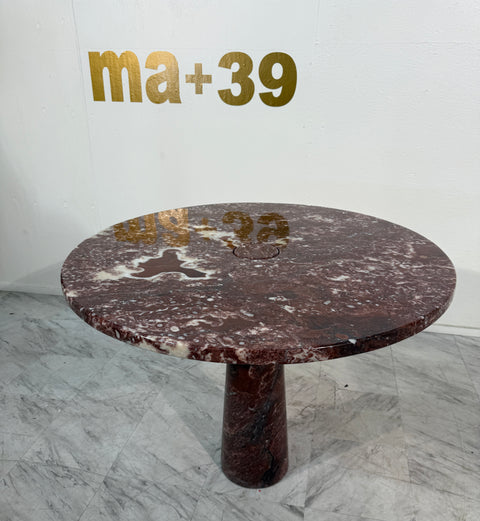 Angelo Mangiarotti for Skipper 'Eros' round dining table in Rosso Marble, Italy 1970s