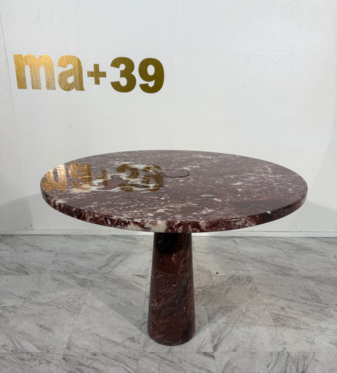 Angelo Mangiarotti for Skipper 'Eros' round dining table in Rosso Marble, Italy 1970s