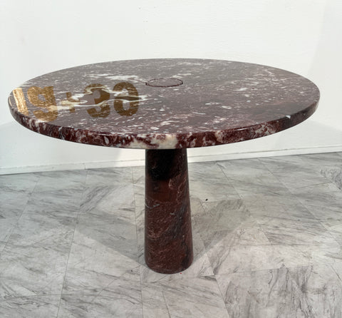 Angelo Mangiarotti for Skipper 'Eros' round dining table in Rosso Marble, Italy 1970s