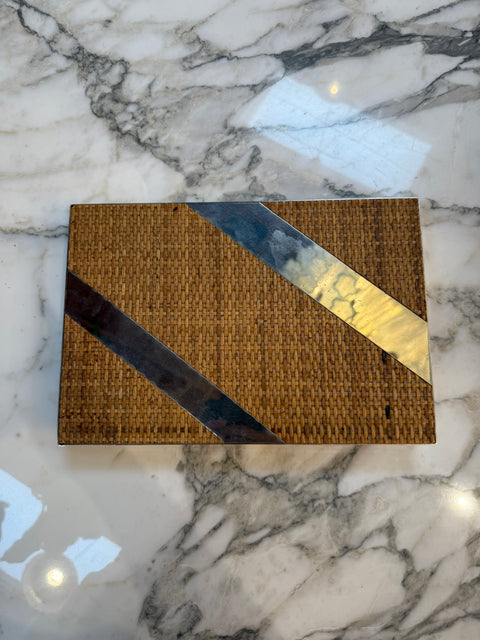 Woven Rattan and Chrome Inlay Box