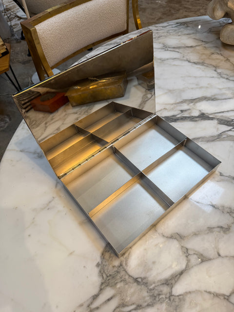 Woven Rattan and Chrome Inlay Box