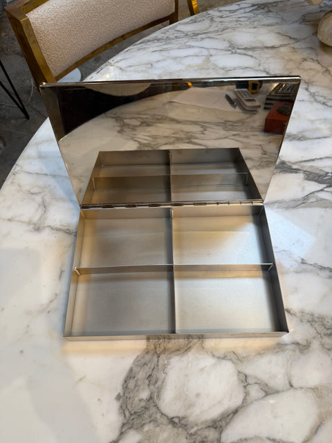 Woven Rattan and Chrome Inlay Box